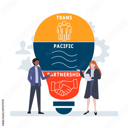 TTP - Trans-Pacific Partnership business concept background.  vector illustration concept with keywords and icons. lettering illustration with icons for web banner, flyer, landing page, presentation