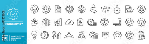 Collection of Productivity icon, management, workflow, tasks, multitasking, growth, routine, vector icon template editable and resizable EPS 10 photo