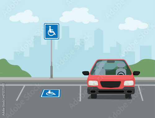 Car parking lot reserved for handicapped driver or disabled people