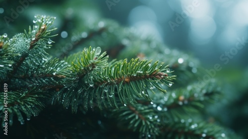 Macro shot of a Christmas tree. Christmas background 