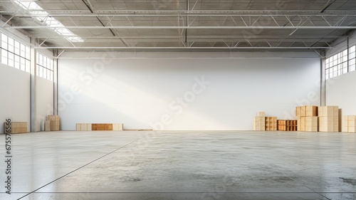 Empty studio warehouse space background with modern high end furniture  clean bright