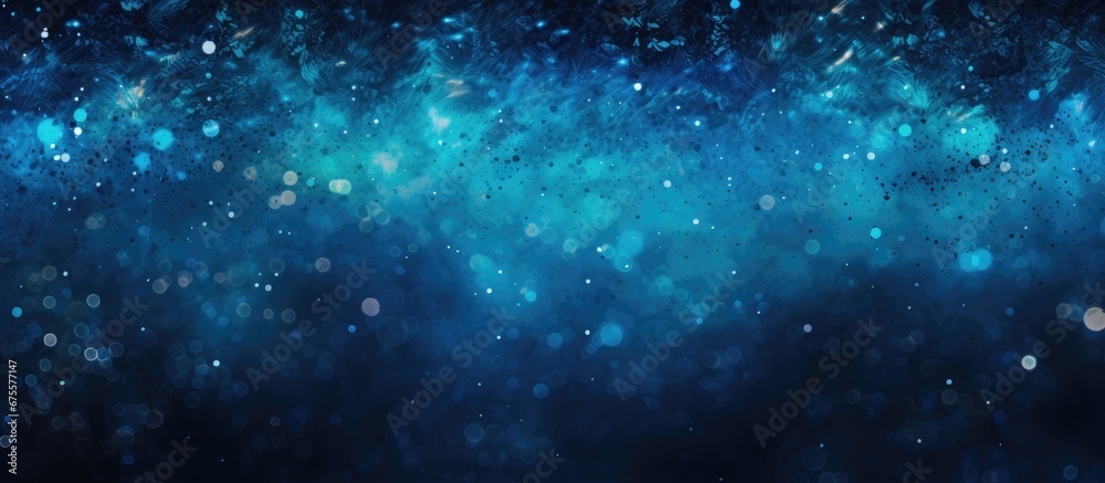 The abstract black and blue background texture resembles the mesmerizing underwater world with shimmering bubbles sparkling light and peaceful sea creatures creating a perfect wallpaper for - obrazy, fototapety, plakaty 