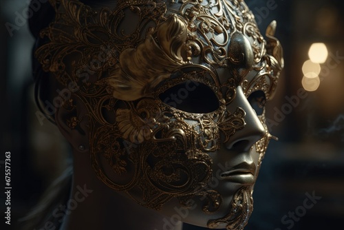 Venetian carnival mask. Golden mask. Carnival