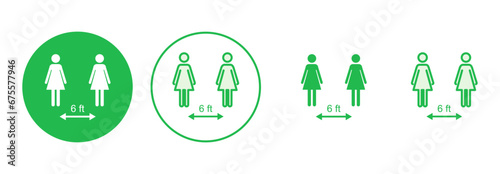 Social distancing icon set. social distance icon. self quarantine sign