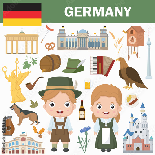 Set of Germany famous landmarks