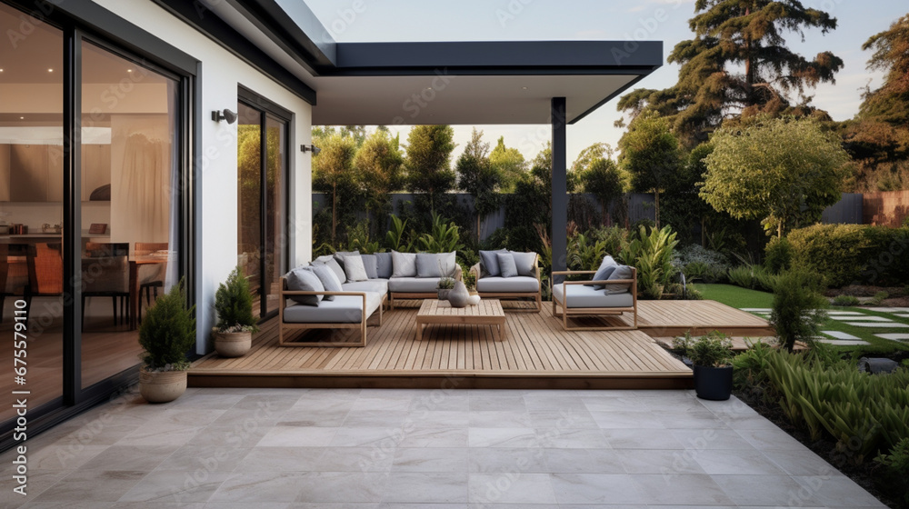 Modern terrace with wooden flooring
generativa IA