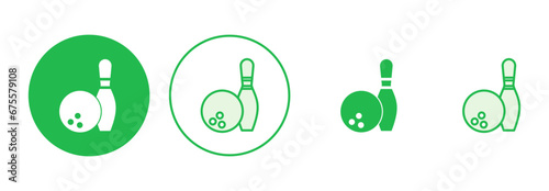 Bowling icon set. bowling ball and pin icon. bowling pins