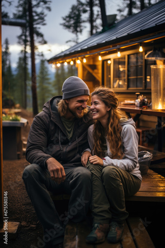 portrait of a couple living off-grid in wilderness