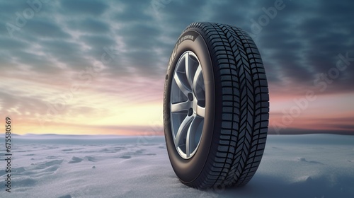 Wheel of car on the snow , photogrpahy 