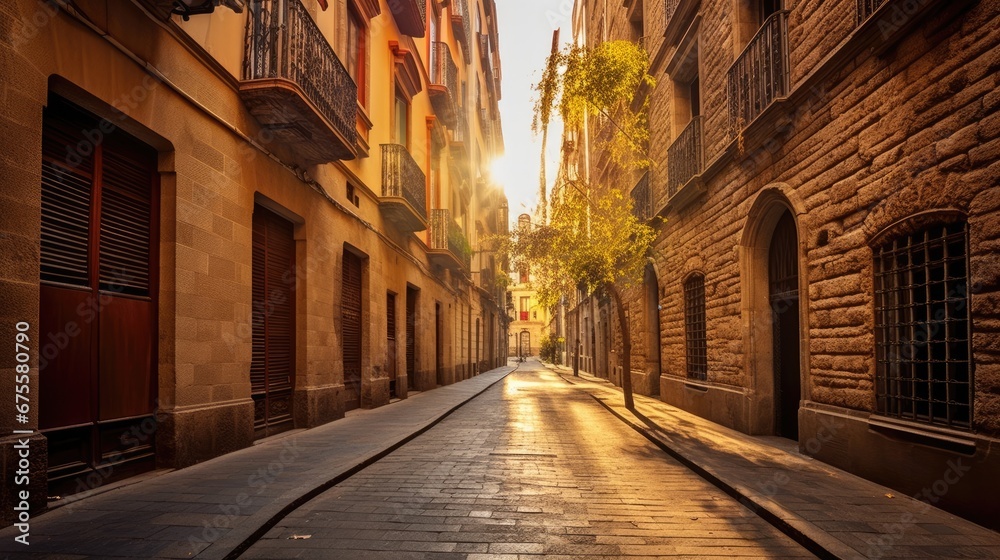 narrow street in Barcelona