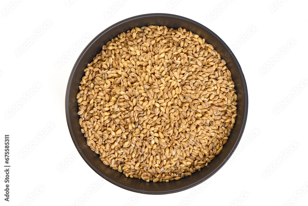 Barley groats in bowl, isolated on white background. Barley groats in bowl, isolated on white background.