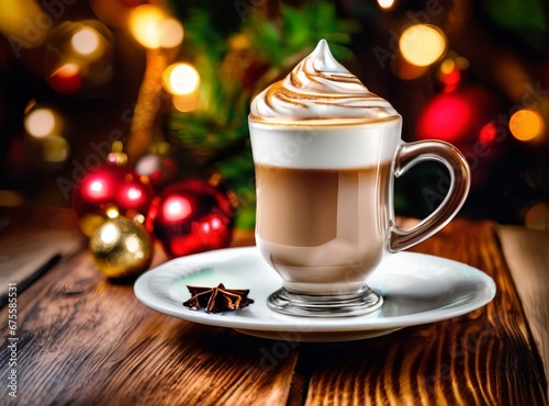 Festive Hot Cappuccino with fluffy milk foam