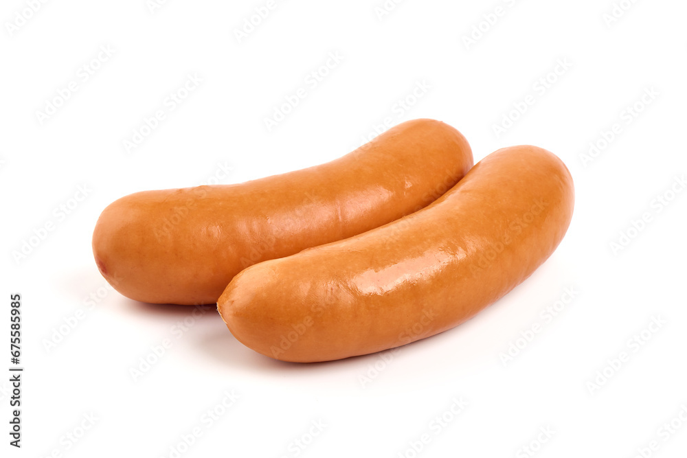 Boiled pork sausages, isolated on white background. High resolution image. Boiled pork sausages, isolated on white background. High resolution image.
