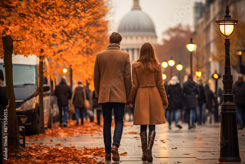 Loving couple waling hand i...
