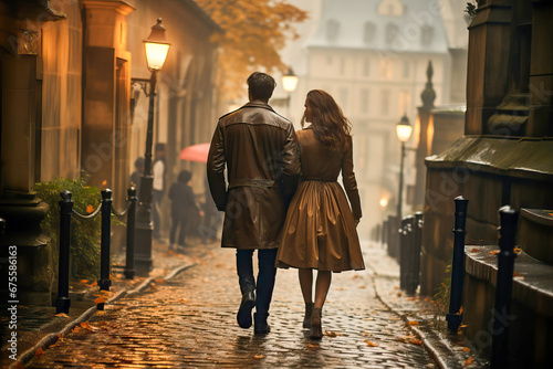 Loving couple walking hand ...