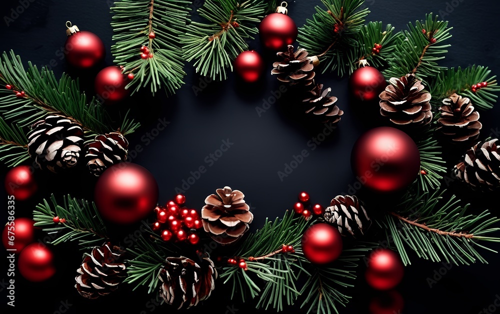 Christmas and New Year background with copy space for greeting card or web banner