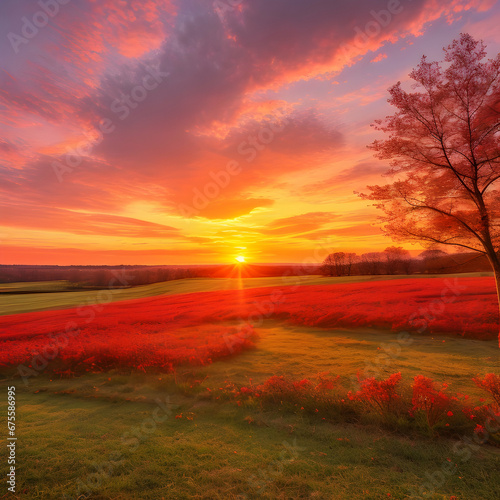spring sunset landscape