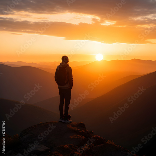 silhouette of a person standing on a top