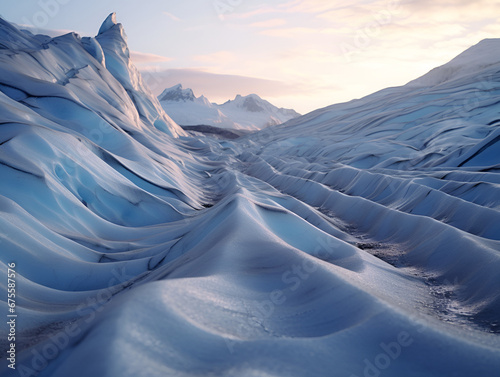 glacier with deep crevasses