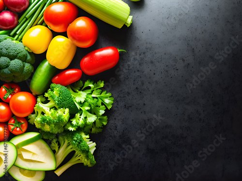 Fresh vegetables on black background