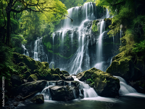 majestic waterfall in a lush forest
