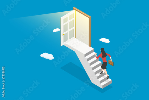 3D Isometric Flat Vector Illustration of Career Opportunity, Success and Achievement