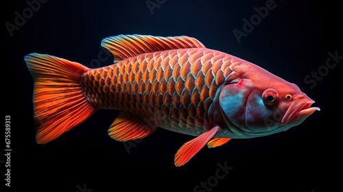 Arowana fish on a dark background. photo