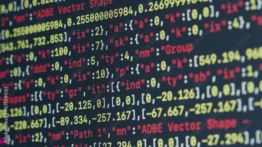 Chat AI generating Coding UX UI script code text on screen, HTML5 in editor for website development, Close up Macro of Programming code software developer. 