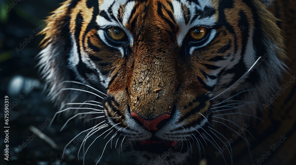 The tiger's eyes looked very fierce.