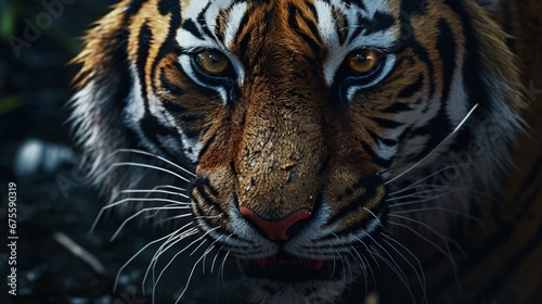 The tiger s eyes looked very fierce.