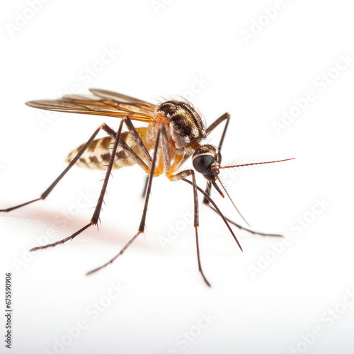 closeup mosquito on white background. © mindstorm