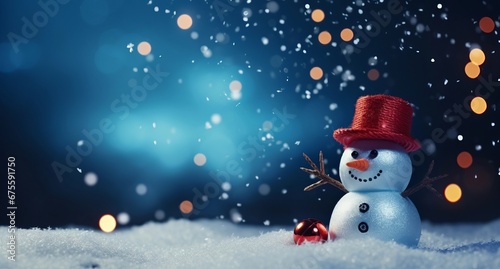 Funny Christmas Snowman in snow  © Diatomic