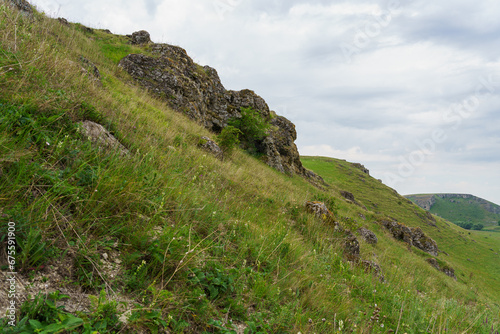 Hilly valley. Background with selective focus and copy space