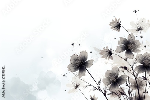 An abstract background image for creative content  featuring ink-drawn flowers with space for personalization  offering a versatile canvas for various artistic projects. Photorealistic illustration