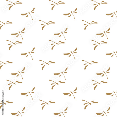 Brown dragonfly pattern seamless in vintage style