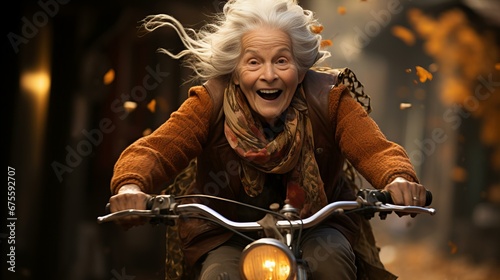 バイクに乗るお祖母ちゃん © shin project