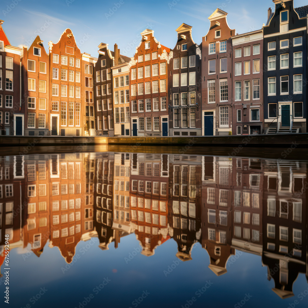 amsterdam houses reflection in canal.