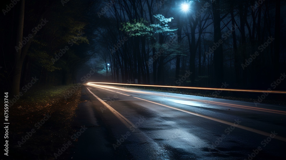 Road at Nighttime. generative AI