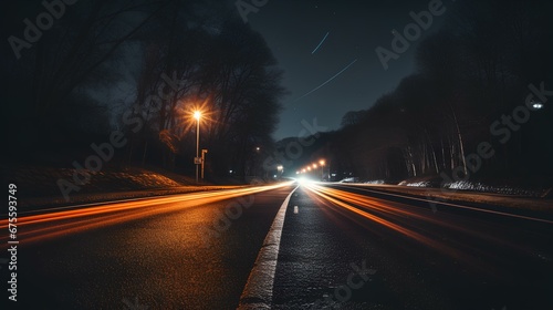 Road at Nighttime. generative AI