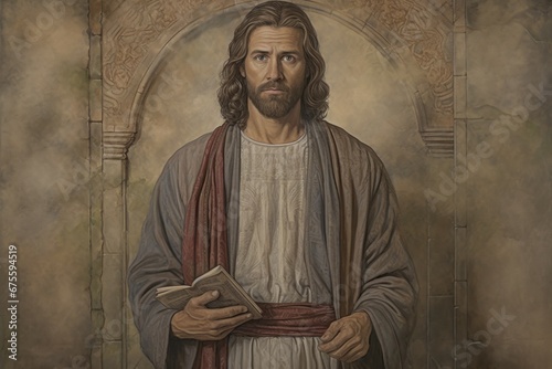Jesus Christ as a historical figure. Portrait with selective focus and copy space