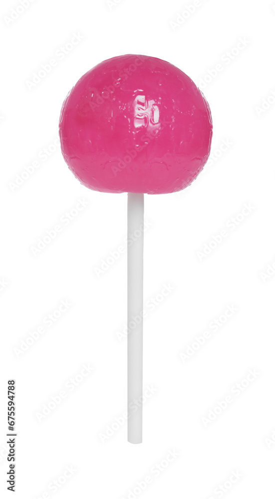 Stick with pink lollipop isolated on white Stick with pink lollipop isolated on white