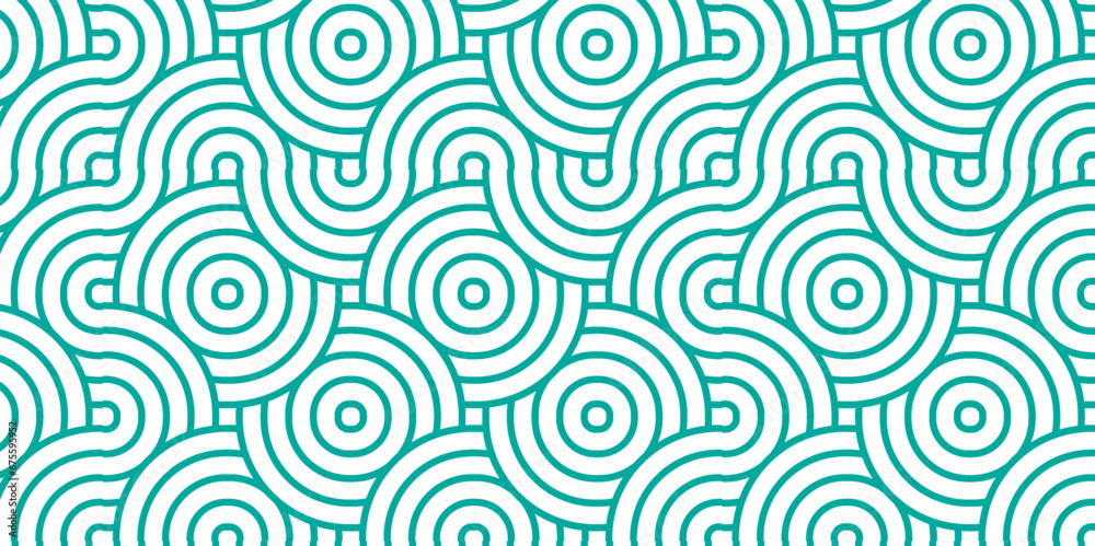 Obraz premium Abstract Pattern with circle wave lines blue seamless steel material geomatics overlapping create retro square line backdrop pattern background. Overlapping Pattern with Transform Effect.