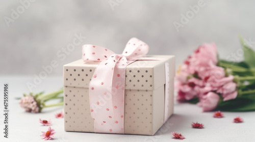  gift box with pink ribbon