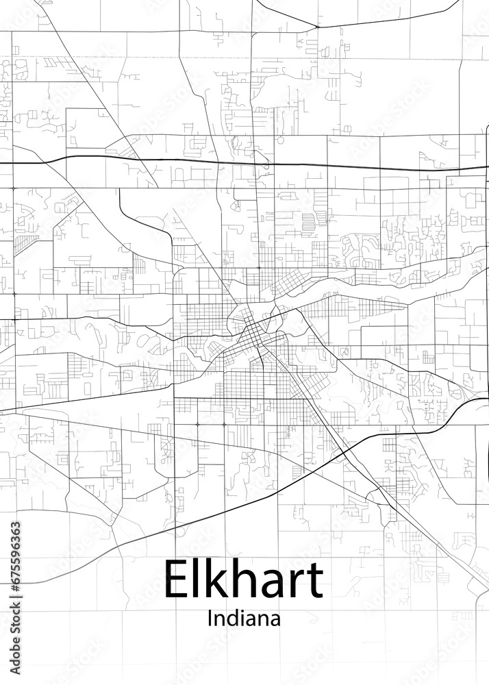 Elkhart Indiana minimalist map