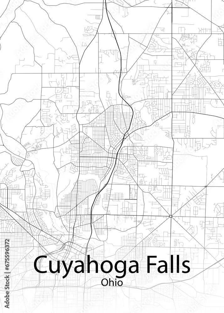 Cuyahoga Falls Ohio minimalist map