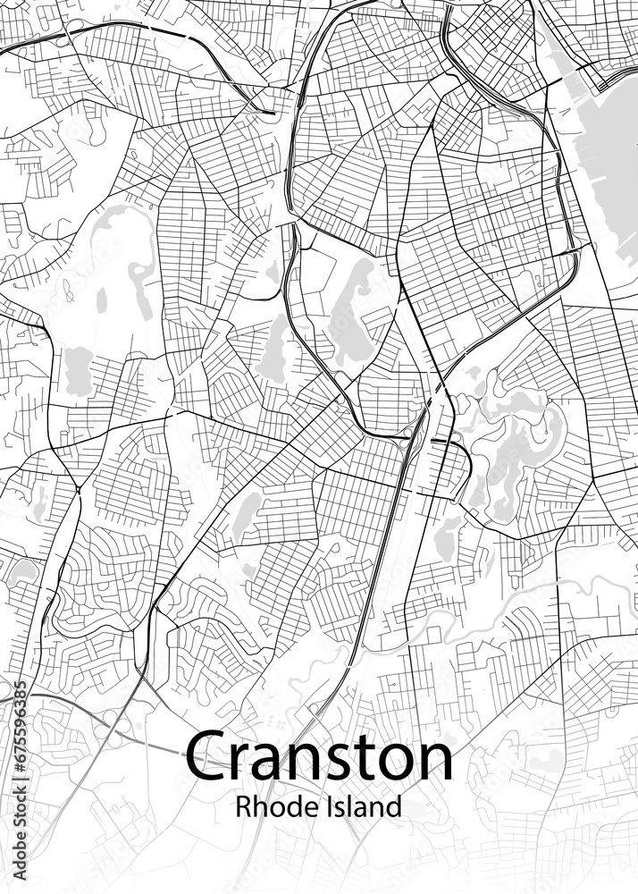 Cranston Rhode Island minimalist map