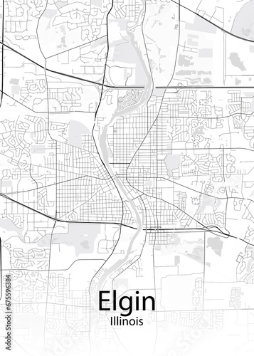 Elgin Illinois minimalist map