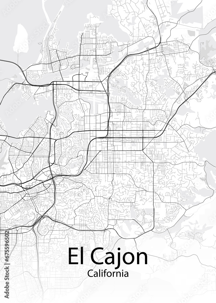 El Cajon California minimalist map