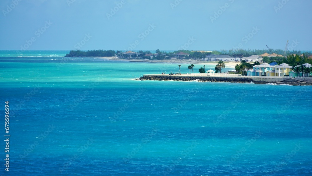  Shoreline  with beautiful blue and turquoise waters of North Bimini, Bahamas