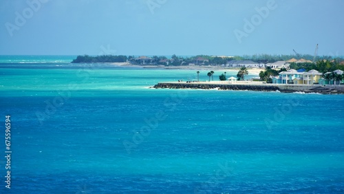  Shoreline  with beautiful blue and turquoise waters of North Bimini  Bahamas